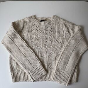 J Crew Classic Cream Cable Knit Sweater - Women